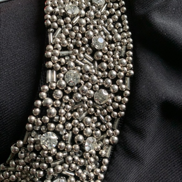 Black slip Dress with sequined collar - Picture 4 of 5